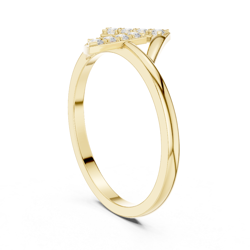 Ladies triangle diamond ring in gold with round lab grown diamonds by Signora Jewels