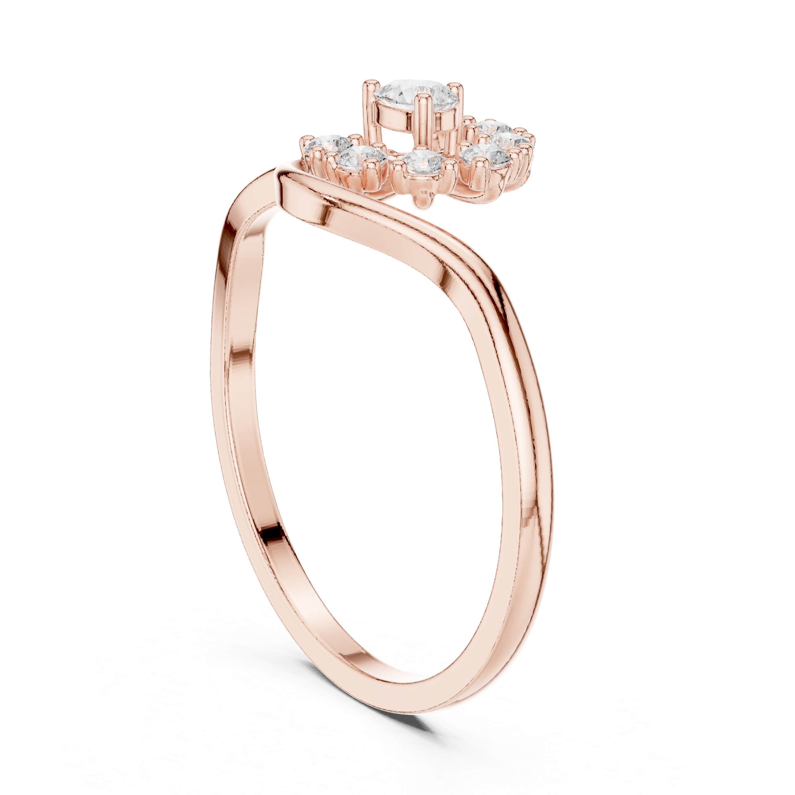 Ladies pear floral diamond ring in gold with pear and round lab grown diamonds by Signora Jewels