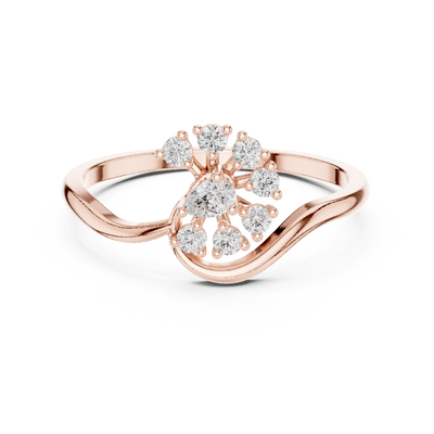 Ladies pear floral diamond ring in gold with pear and round lab grown diamonds by Signora Jewels