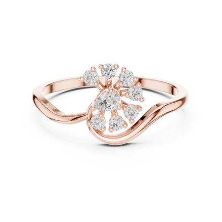 Ladies pear floral diamond ring in gold with pear and round lab grown diamonds by Signora Jewels