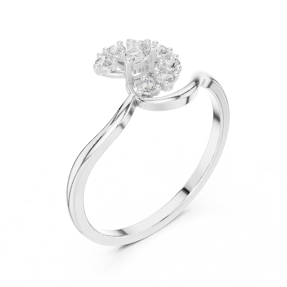 Ladies pear floral diamond ring in gold with pear and round lab grown diamonds by Signora Jewels