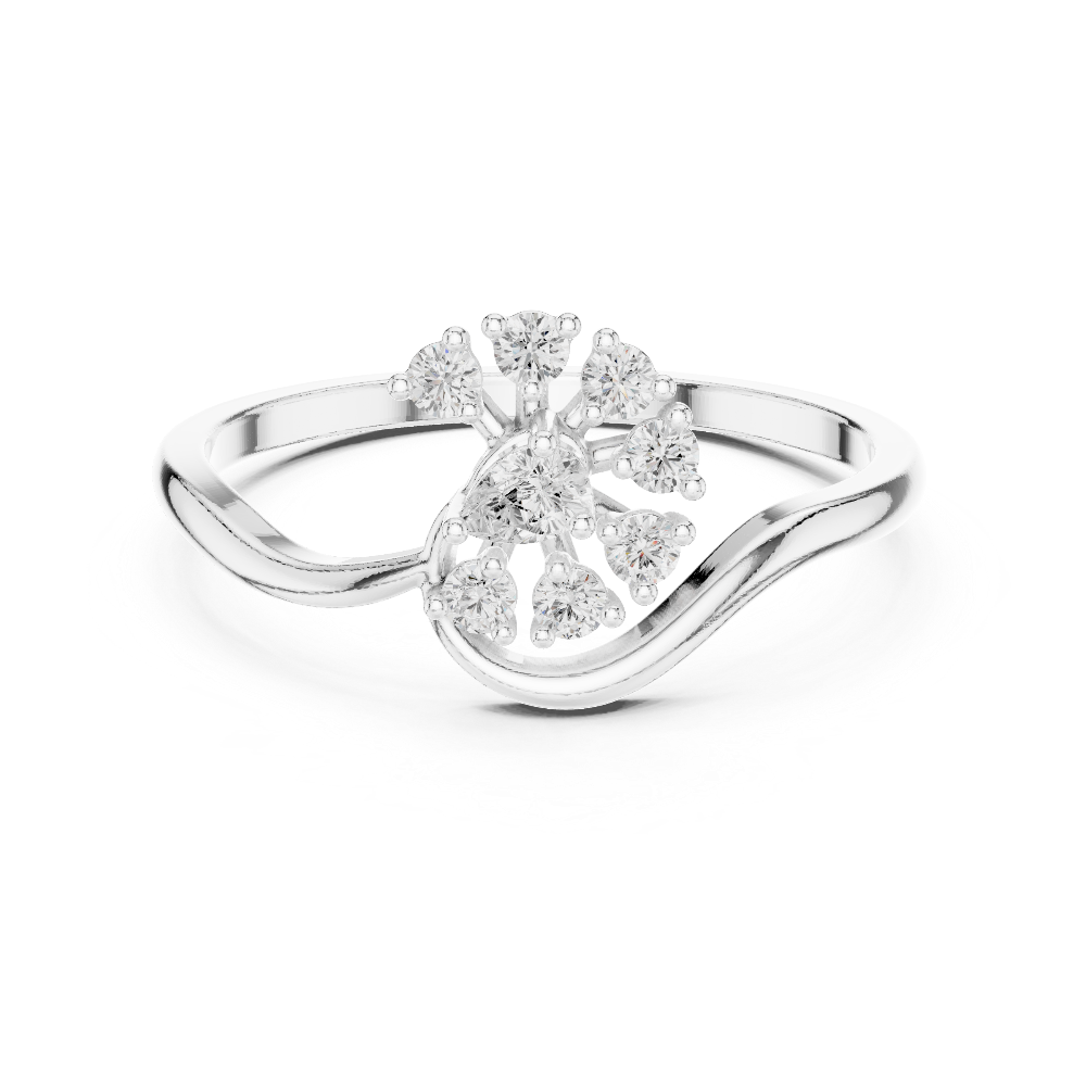 Ladies pear floral diamond ring in gold with pear and round lab grown diamonds by Signora Jewels