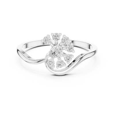 Ladies pear floral diamond ring in gold with pear and round lab grown diamonds by Signora Jewels