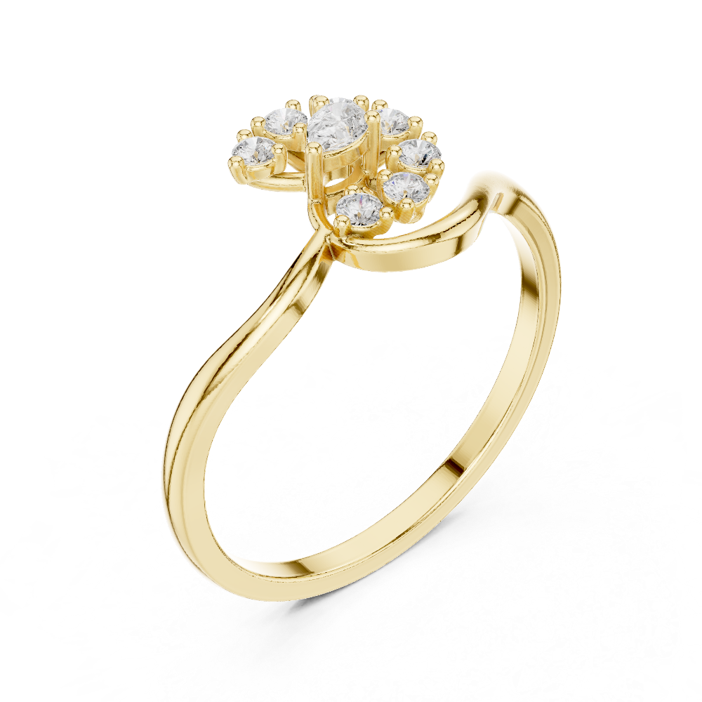 Ladies pear floral diamond ring in gold with pear and round lab grown diamonds by Signora Jewels