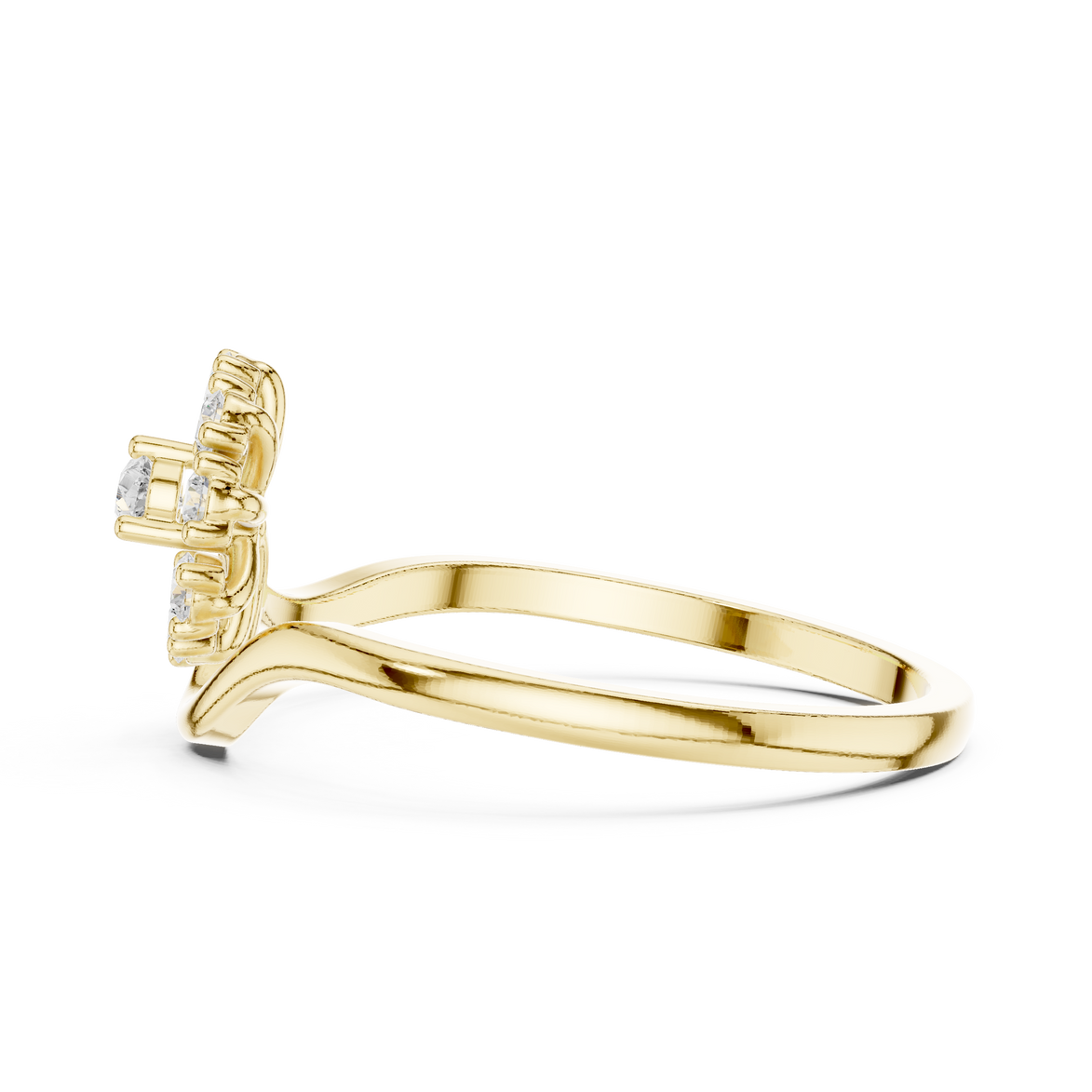 Ladies pear floral diamond ring in gold with pear and round lab grown diamonds by Signora Jewels