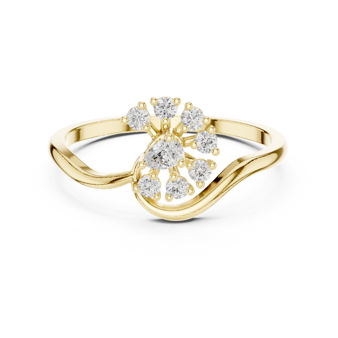 Ladies pear floral diamond ring in gold with pear and round lab grown diamonds by Signora Jewels