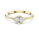 Ladies emerald side diamond ring in gold with emerald and round lab grown diamonds by Signora Jewels