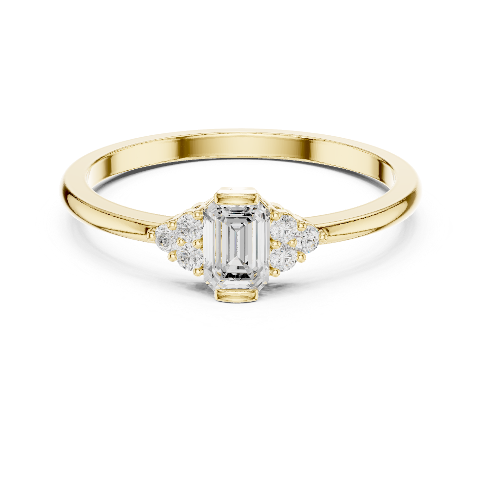 Emerald Lab Grown Diamond Three Stone Engagement Ring