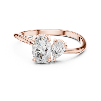 Ladies oval pear diamond ring in gold with oval and pear lab grown diamonds by Signora Jewels
