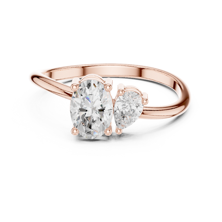 Ladies oval pear diamond ring in gold with oval and pear lab grown diamonds by Signora Jewels