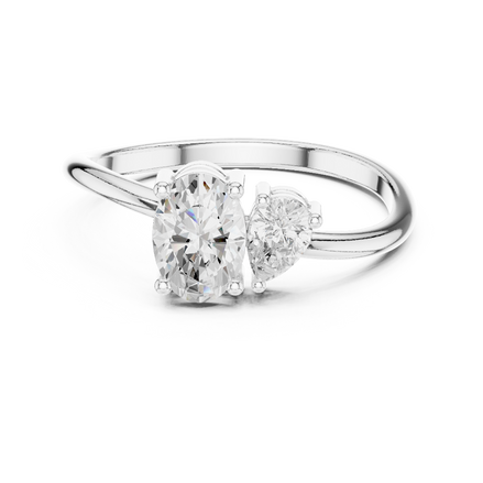 Ladies oval pear diamond ring in gold with oval and pear lab grown diamonds by Signora Jewels