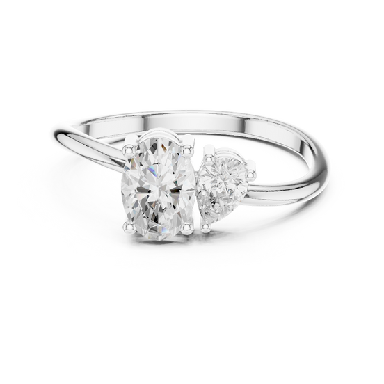 Ladies oval pear diamond ring in gold with oval and pear lab grown diamonds by Signora Jewels