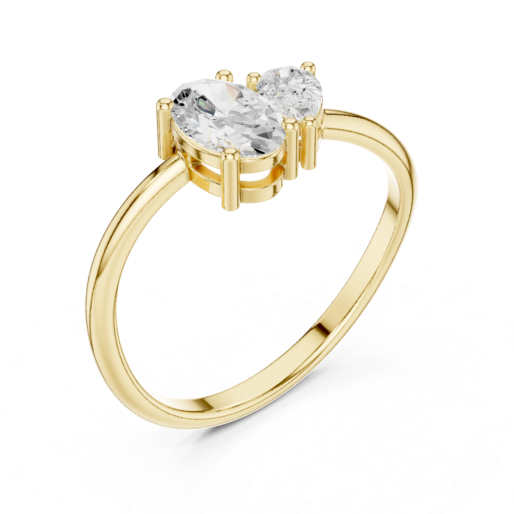Ladies oval pear diamond ring in gold with oval and pear lab grown diamonds by Signora Jewels