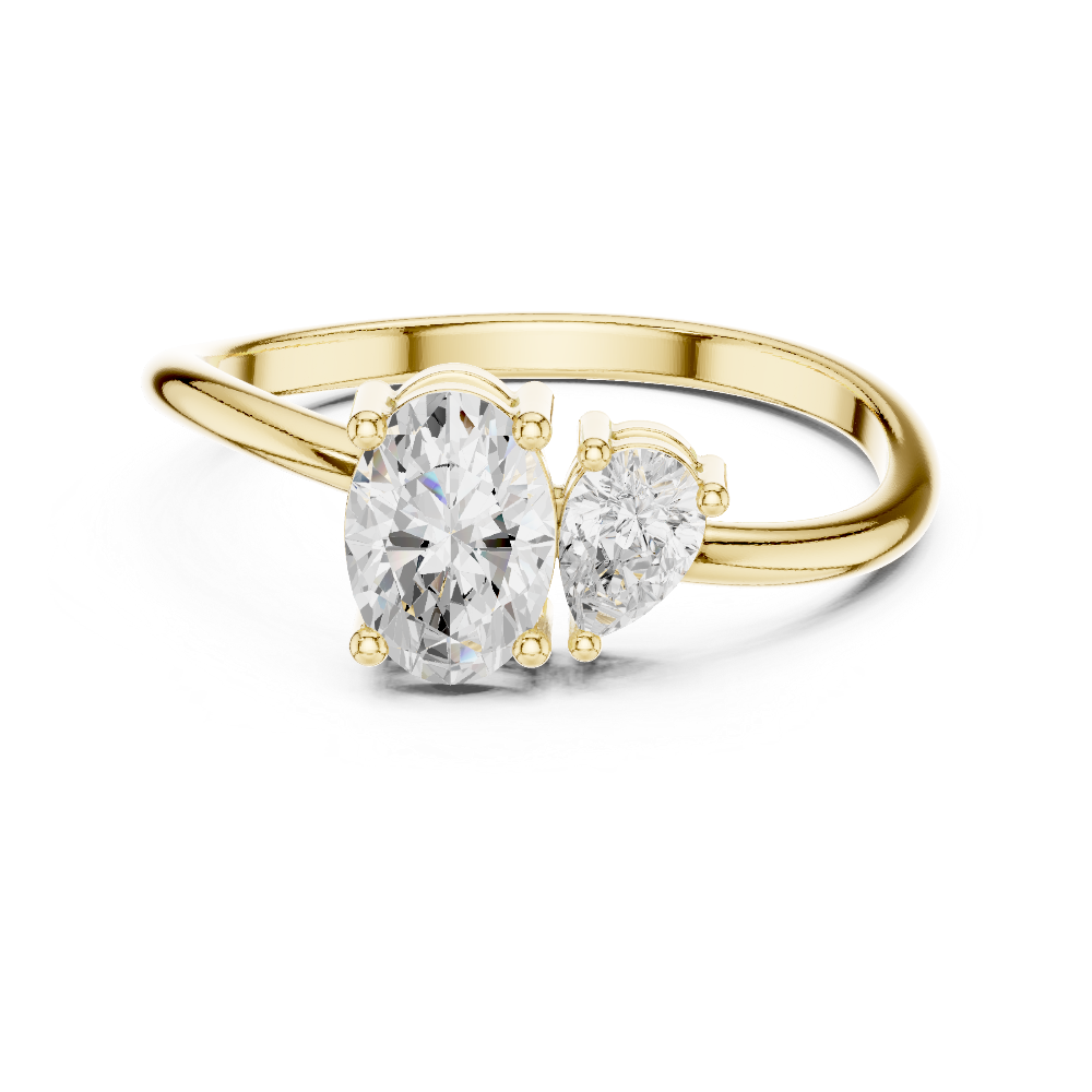 Oval & Pear Lab Grown Diamond Two Stone Engagement Ring