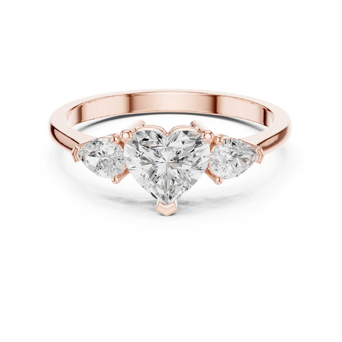 Ladies heart pear diamond ring in gold with heart and pear lab grown diamonds by Signora Jewels