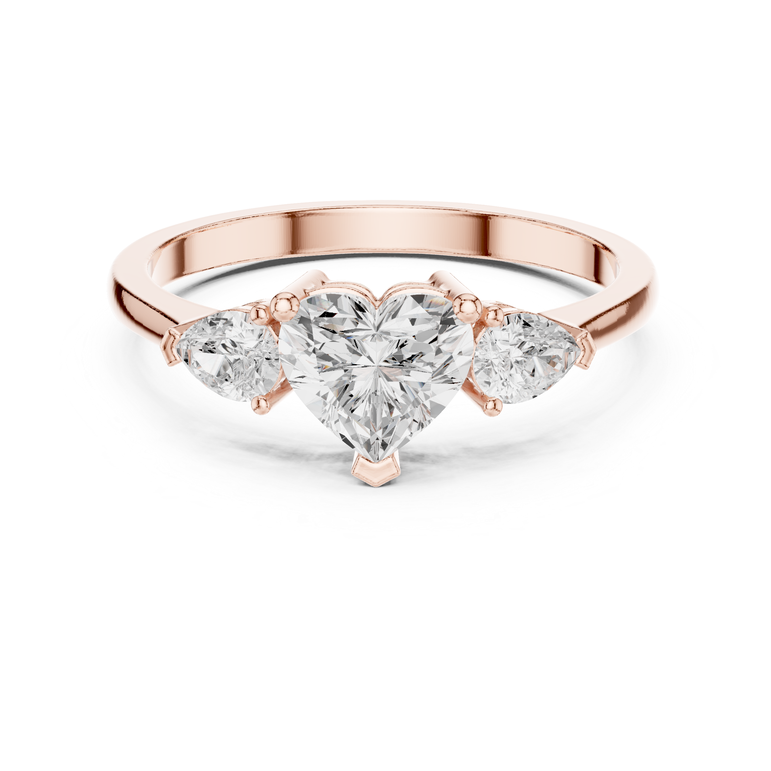 Ladies heart pear diamond ring in gold with heart and pear lab grown diamonds by Signora Jewels