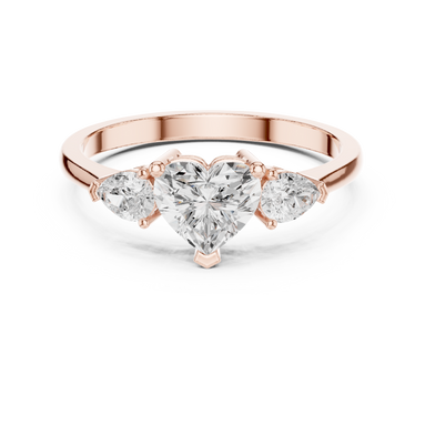 Ladies heart pear diamond ring in gold with heart and pear lab grown diamonds by Signora Jewels
