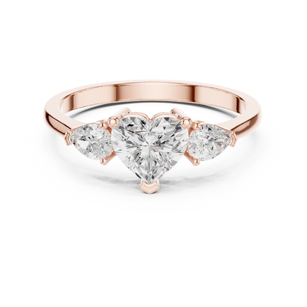 Ladies heart pear diamond ring in gold with heart and pear lab grown diamonds by Signora Jewels