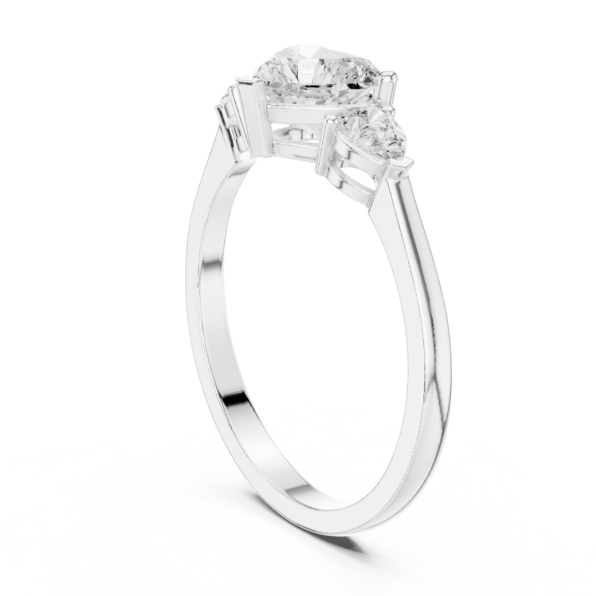 Ladies heart pear diamond ring in gold with heart and pear lab grown diamonds by Signora Jewels