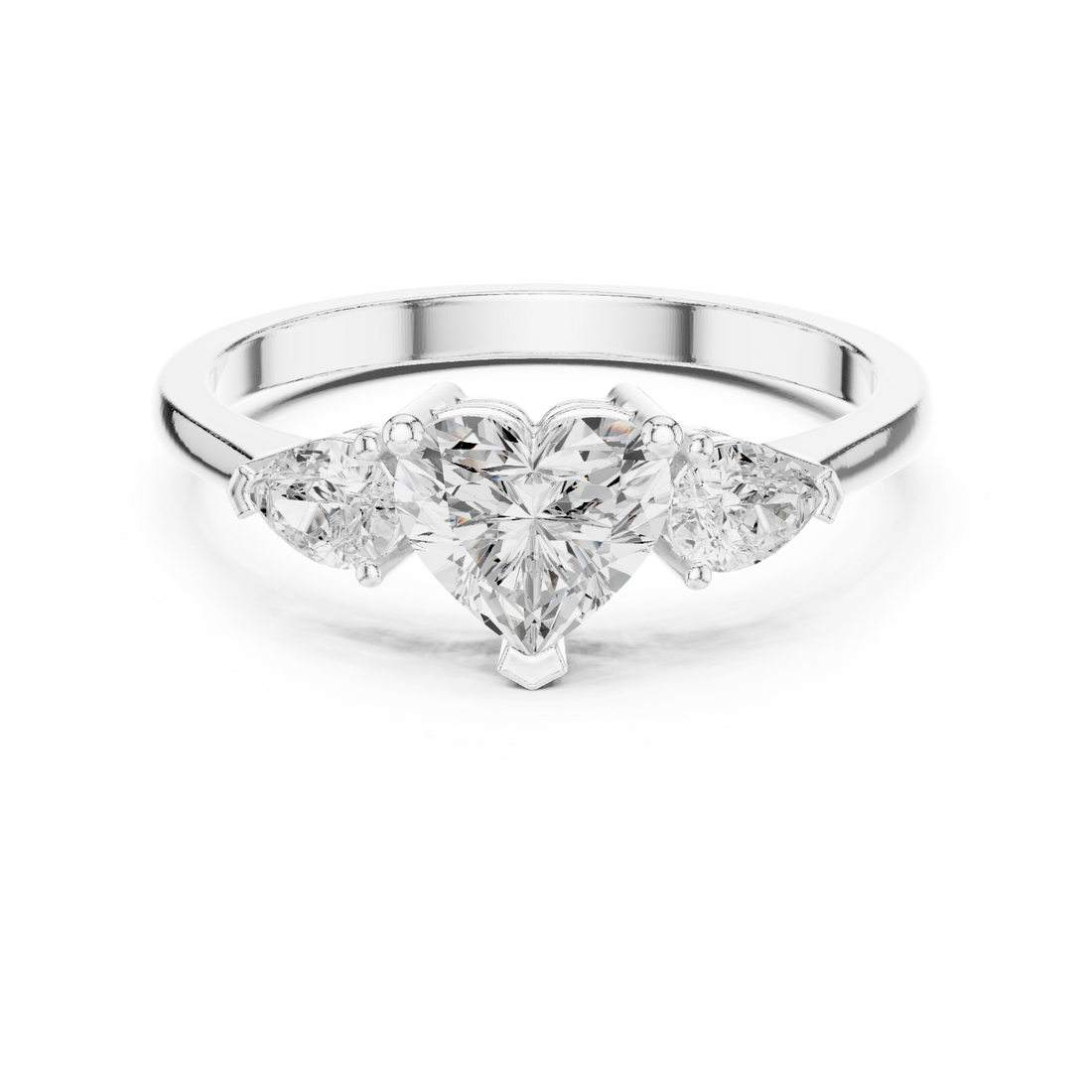 Heart Lab Grown Diamond Three Stone Engagement Ring