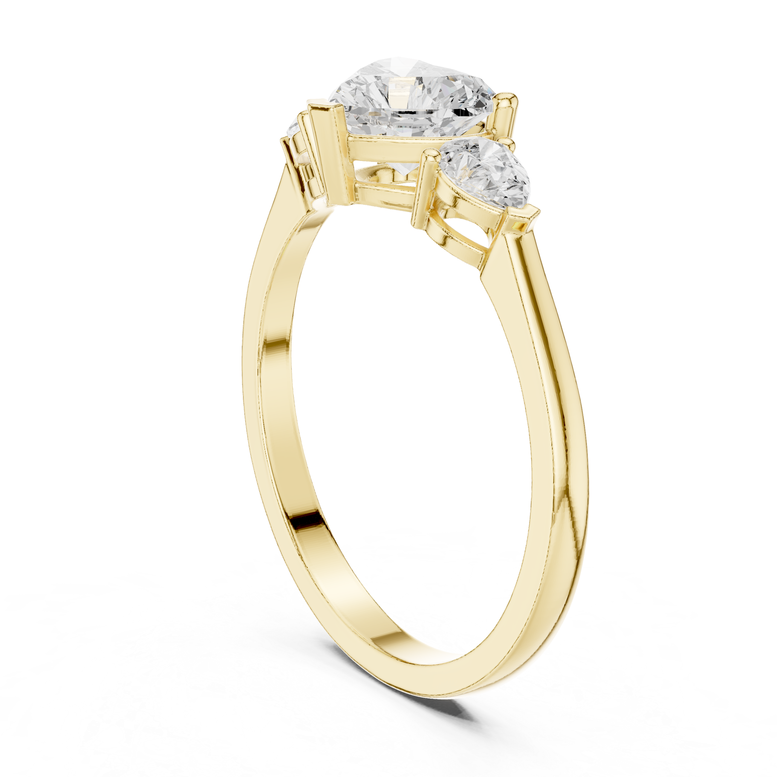 Ladies heart pear diamond ring in gold with heart and pear lab grown diamonds by Signora Jewels