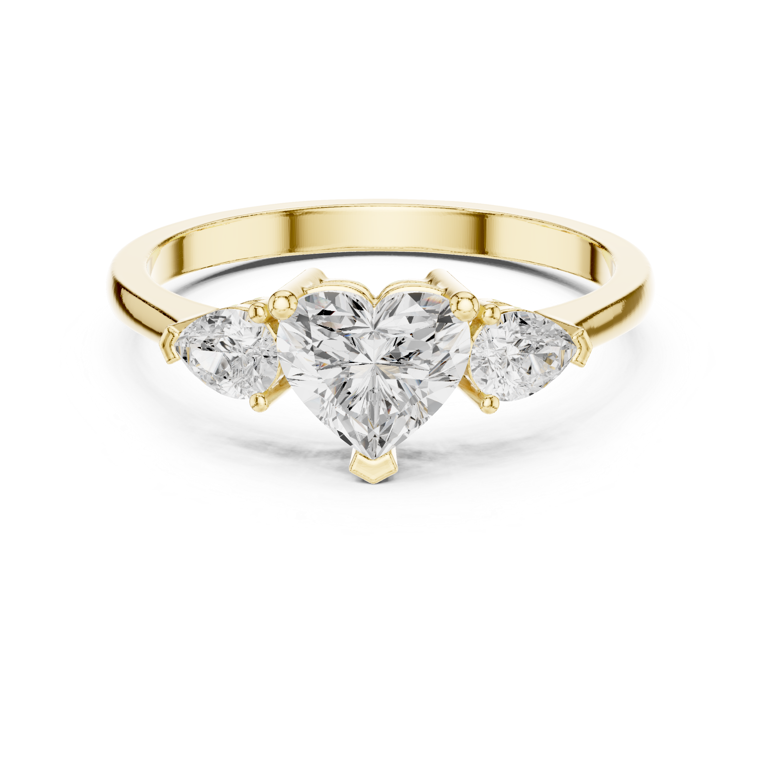 Ladies heart pear diamond ring in gold with heart and pear lab grown diamonds by Signora Jewels