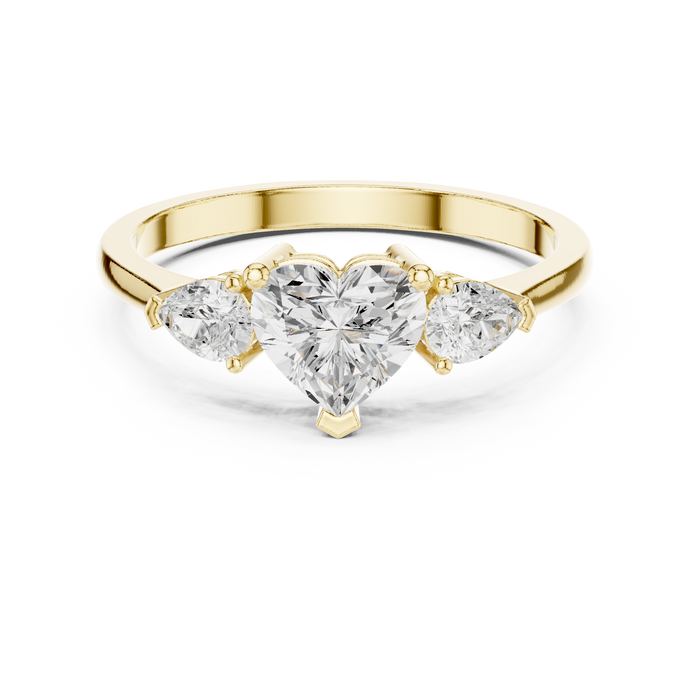 Ladies heart pear diamond ring in gold with heart and pear lab grown diamonds by Signora Jewels