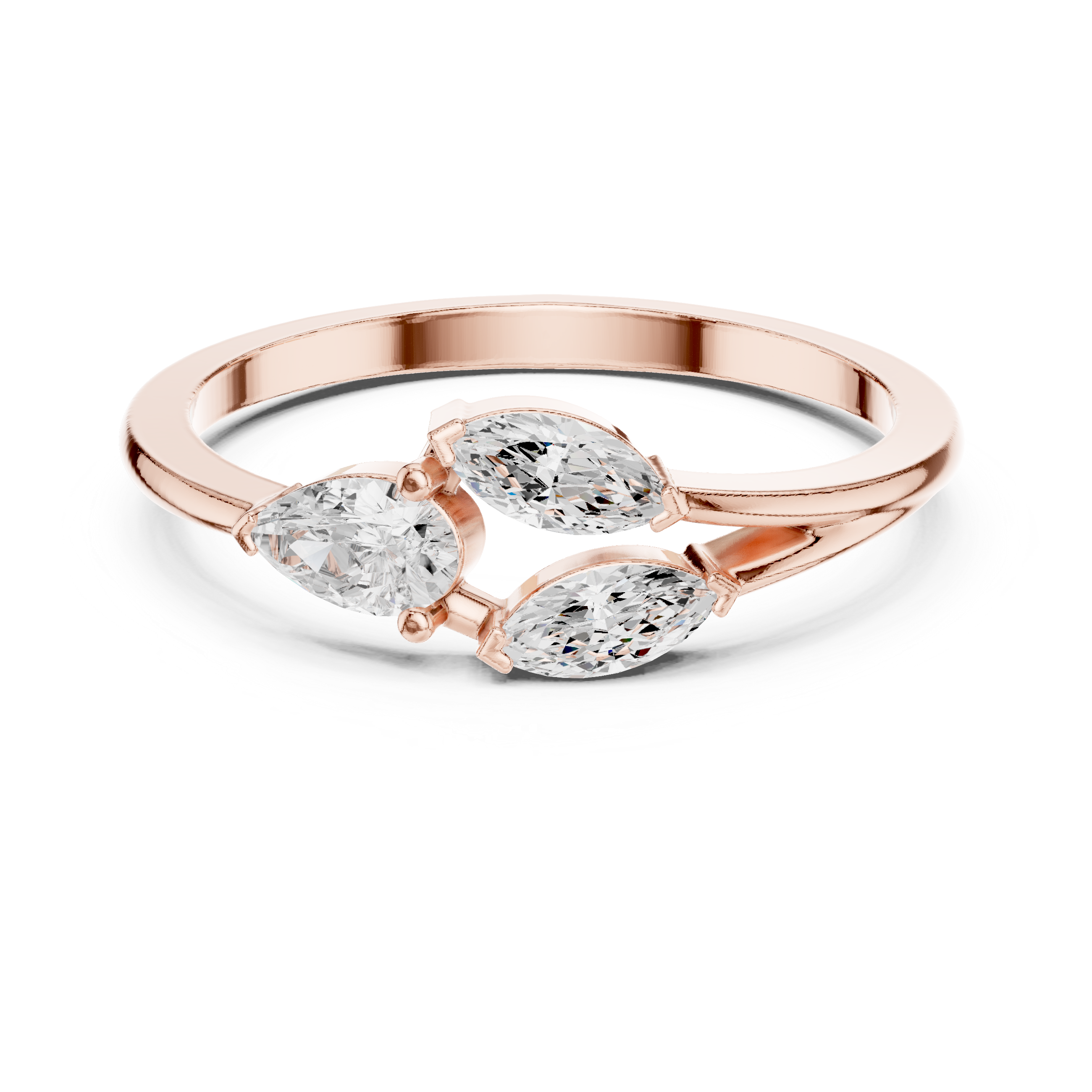 Ladies pear marquise diamond ring in gold with pear and marquise lab grown diamonds by Signora Jewels