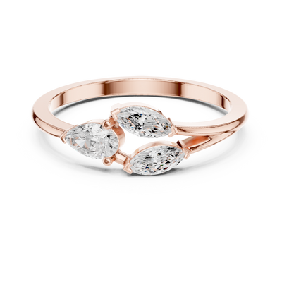 Ladies pear marquise diamond ring in gold with pear and marquise lab grown diamonds by Signora Jewels