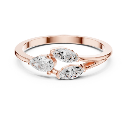 Ladies pear marquise diamond ring in gold with pear and marquise lab grown diamonds by Signora Jewels