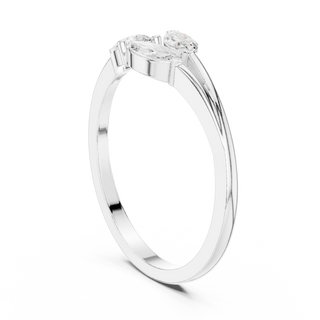 pear and marquise diamond bypass engagement ring in white gold