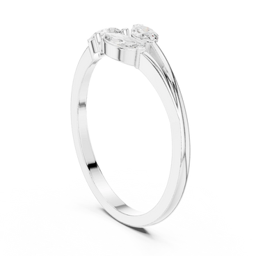 pear and marquise diamond bypass engagement ring in white gold