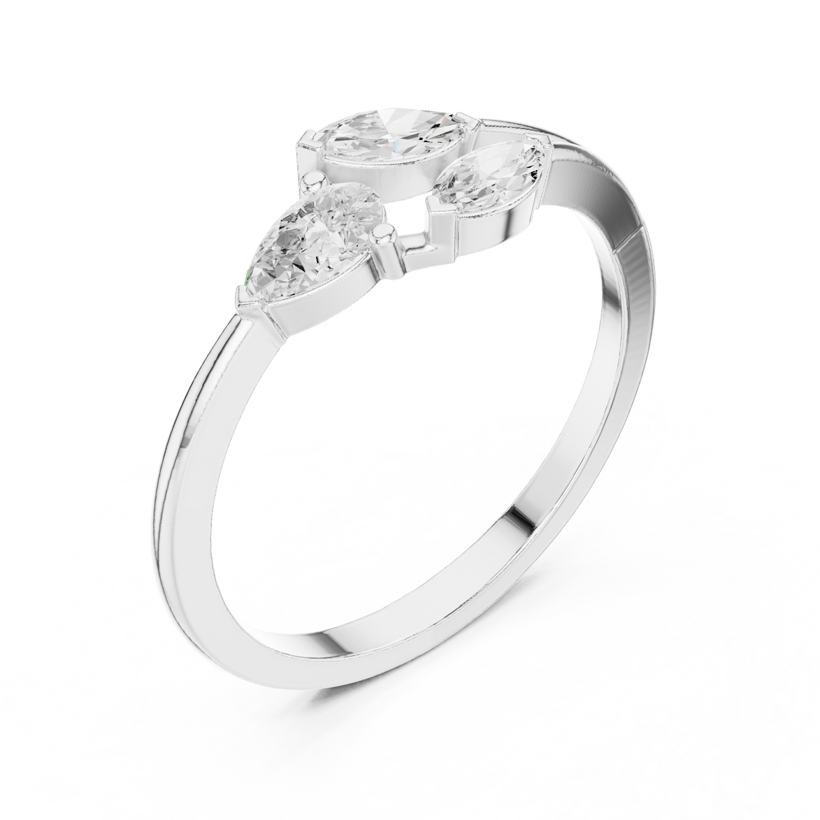 Ladies pear marquise diamond ring in gold with pear and marquise lab grown diamonds by Signora Jewels