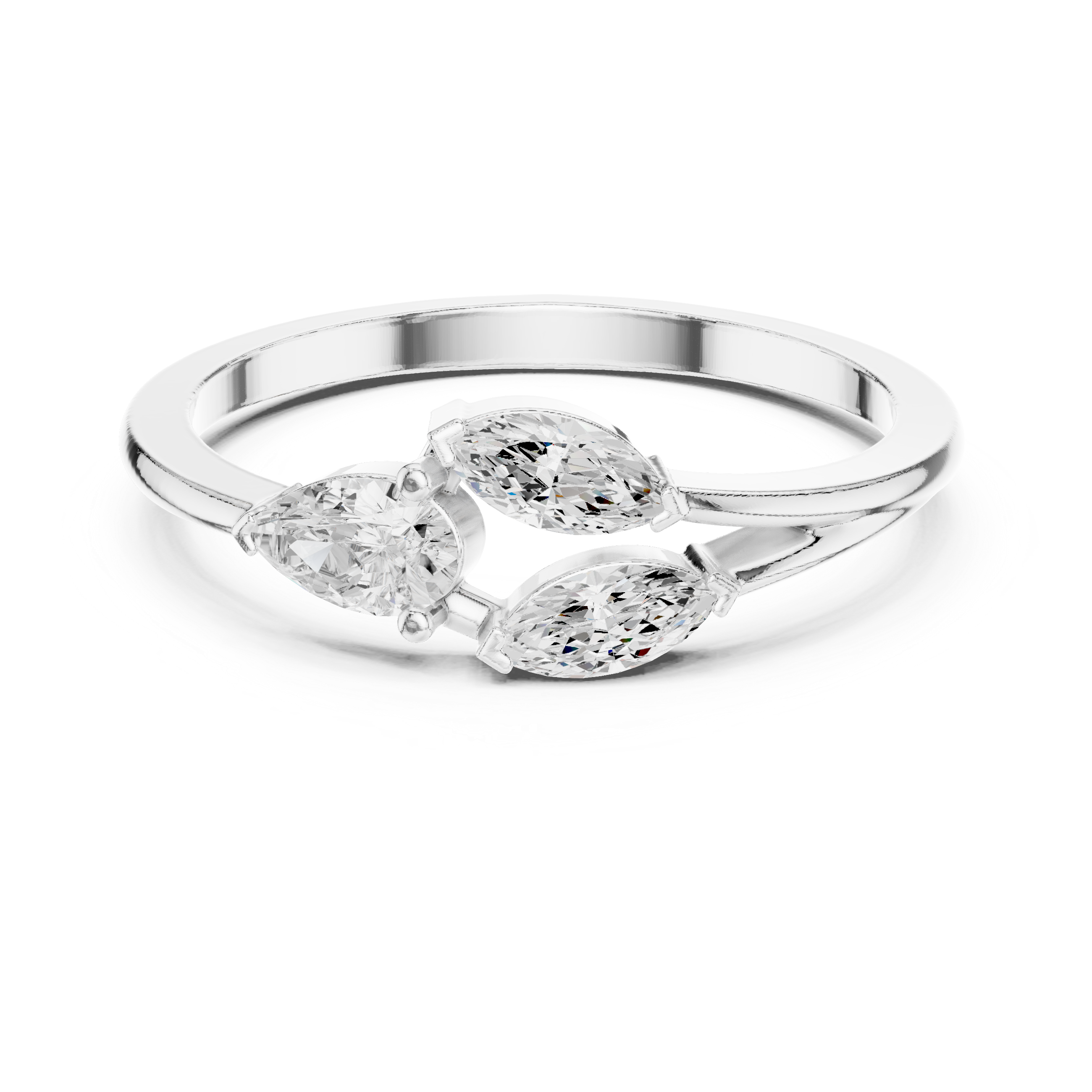 Ladies pear marquise diamond ring in gold with pear and marquise lab grown diamonds by Signora Jewels