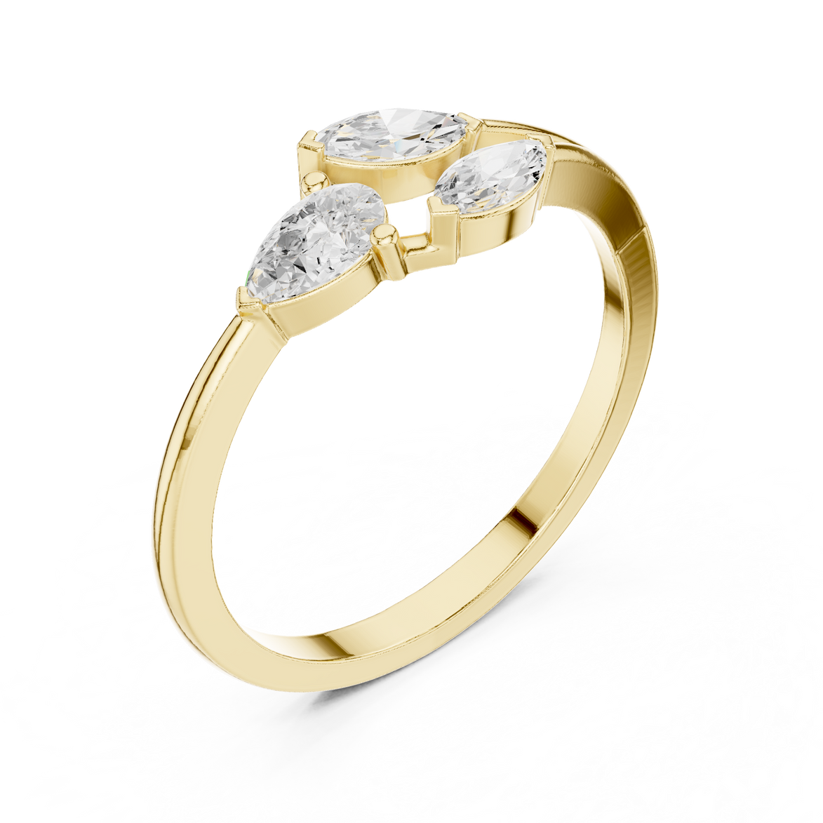 Ladies pear marquise diamond ring in gold with pear and marquise lab grown diamonds by Signora Jewels
