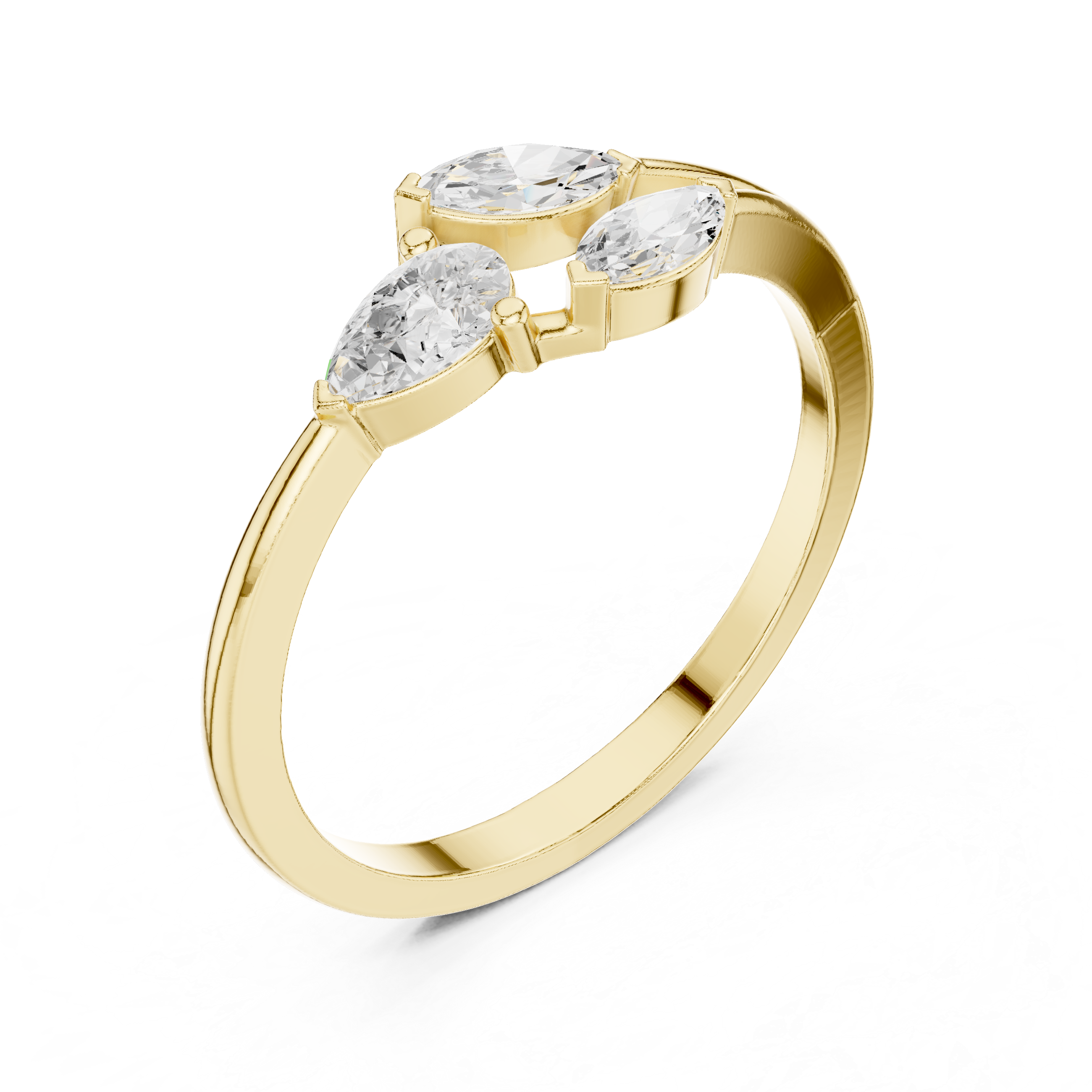 Ladies pear marquise diamond ring in gold with pear and marquise lab grown diamonds by Signora Jewels