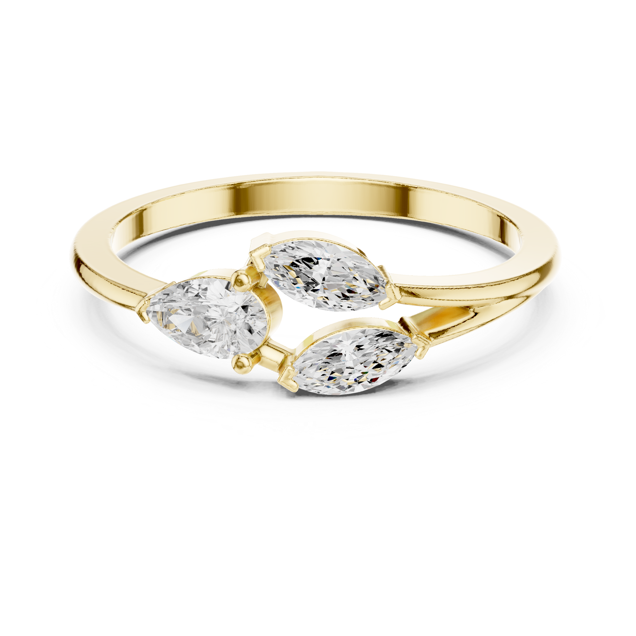 Ladies pear marquise diamond ring in gold with pear and marquise lab grown diamonds by Signora Jewels