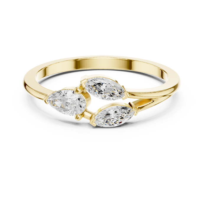 Ladies pear marquise diamond ring in gold with pear and marquise lab grown diamonds by Signora Jewels