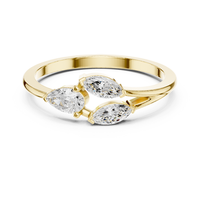 Ladies pear marquise diamond ring in gold with pear and marquise lab grown diamonds by Signora Jewels