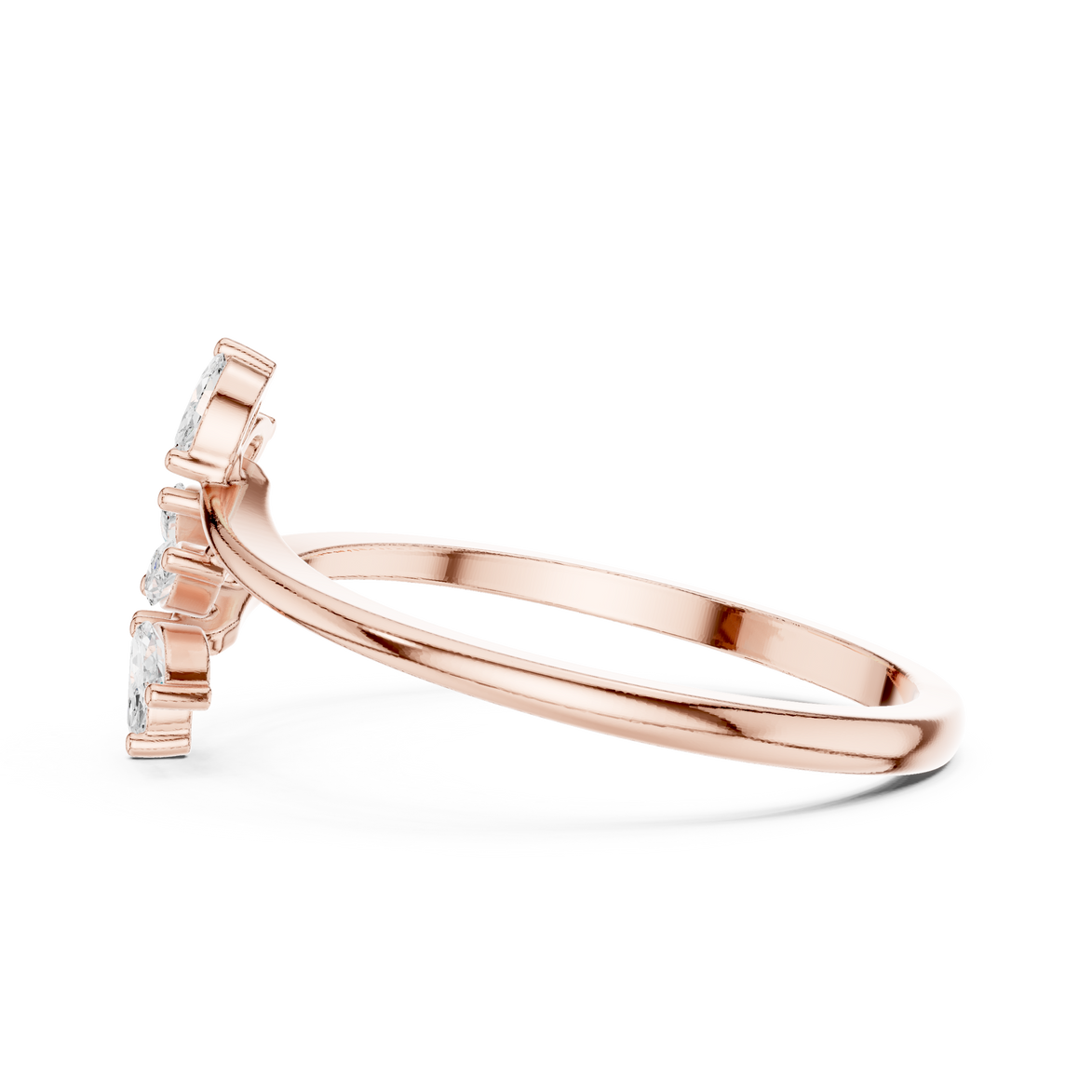 Ladies marquise leaf diamond ring in gold with marquise lab grown diamonds by Signora Jewels