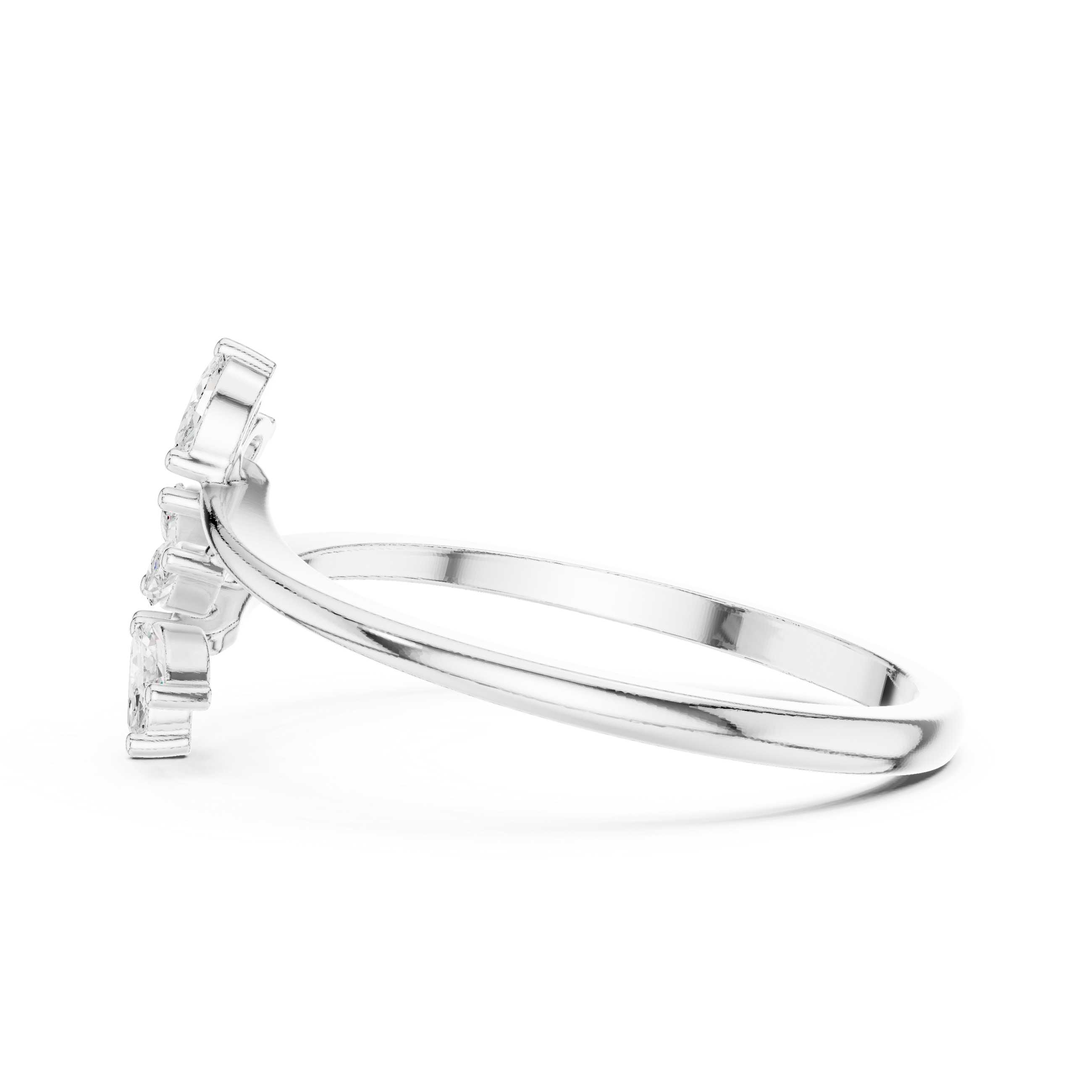 Ladies marquise leaf diamond ring in gold with marquise lab grown diamonds by Signora Jewels