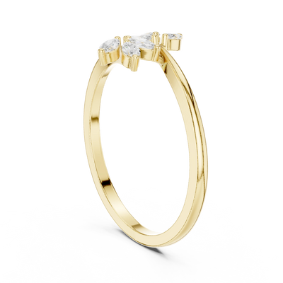 Pear & Marquise Lab Grown Diamond Open Ring in Yellow Gold