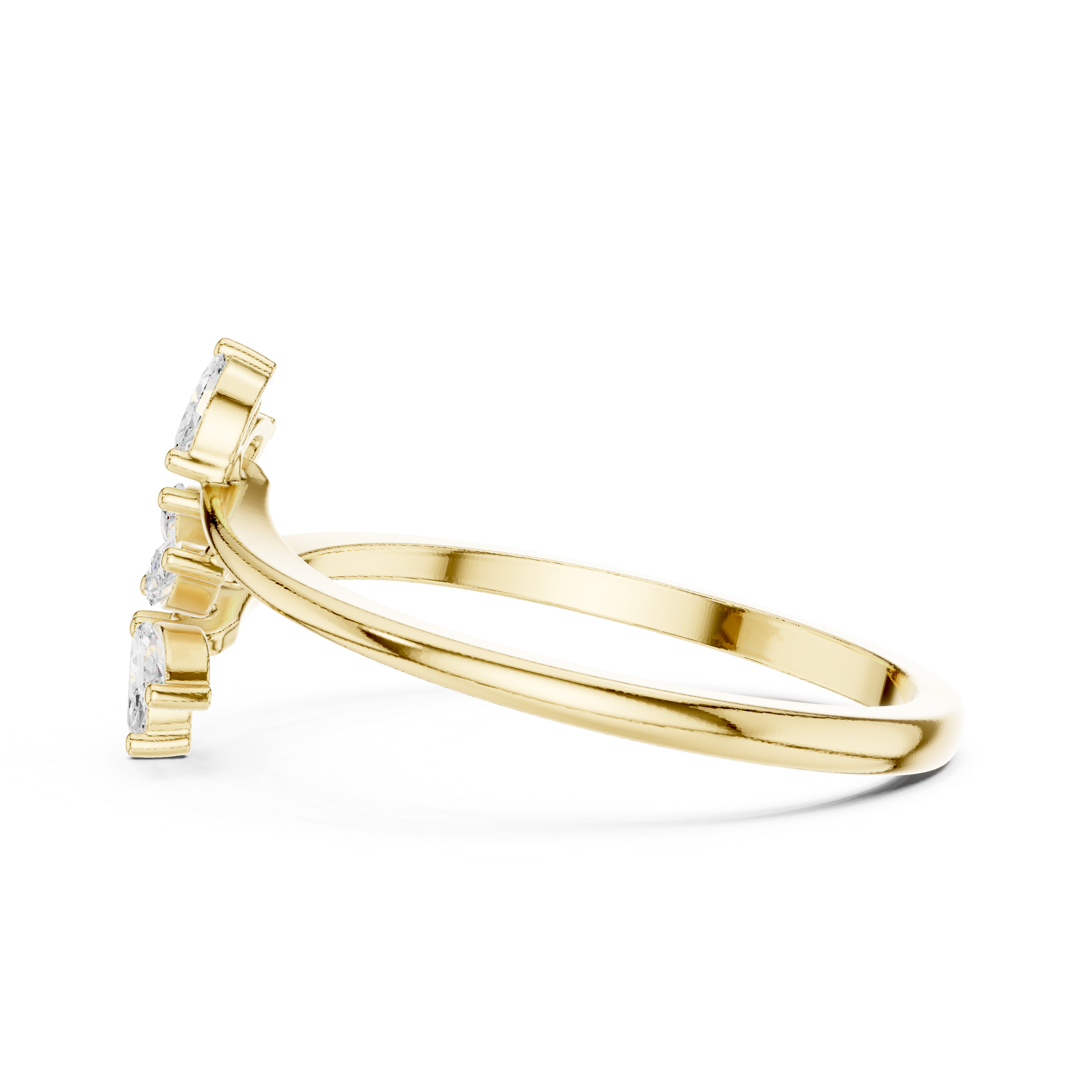 Ladies marquise leaf diamond ring in gold with marquise lab grown diamonds by Signora Jewels