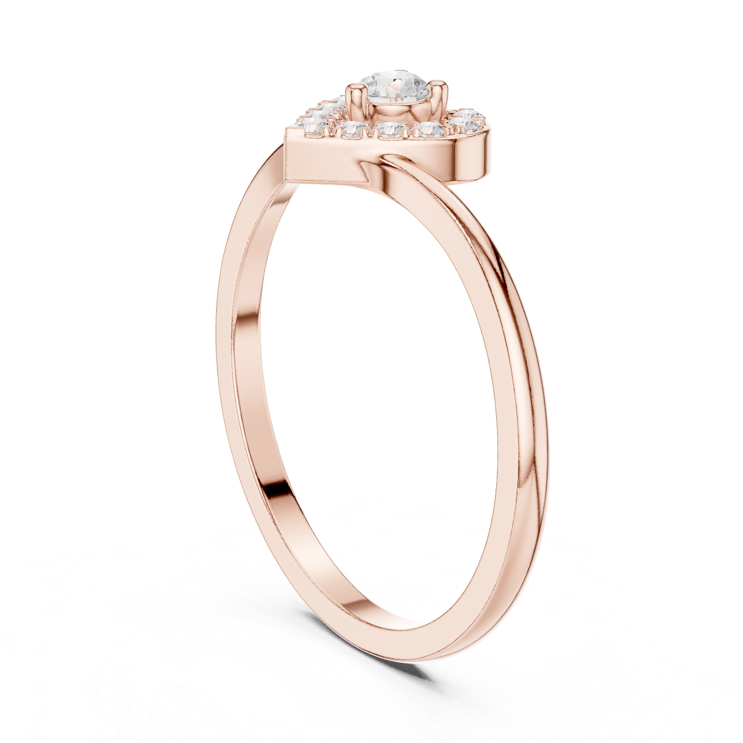 Ladies heart halo diamond ring in gold with round lab grown diamonds by Signora Jewels
