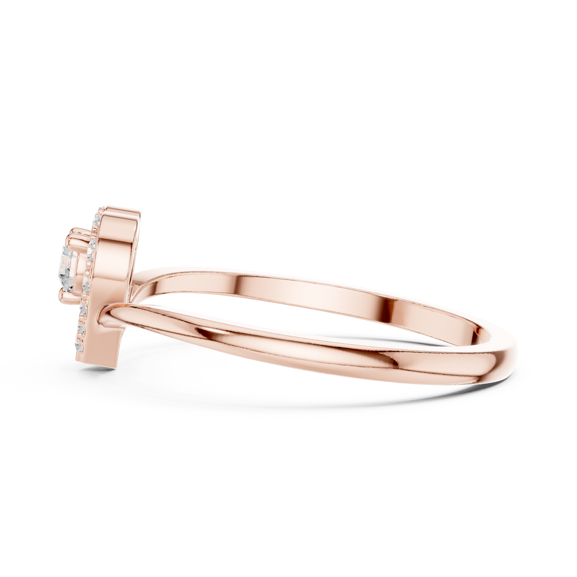 Ladies heart halo diamond ring in gold with round lab grown diamonds by Signora Jewels