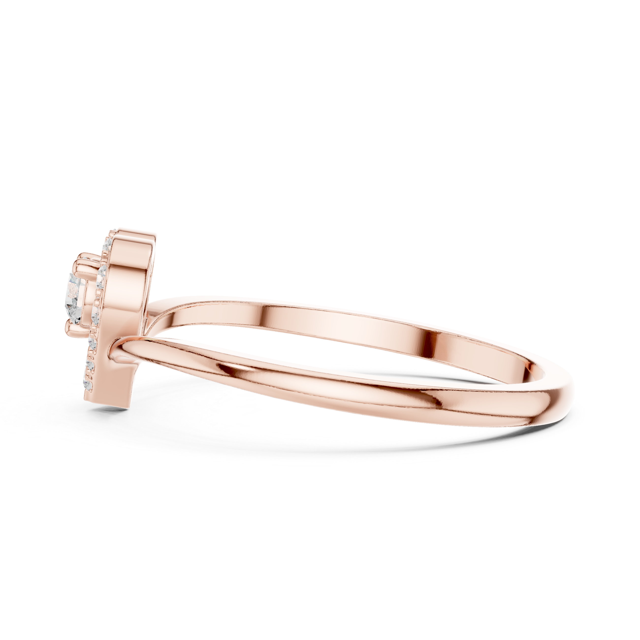Ladies heart halo diamond ring in gold with round lab grown diamonds by Signora Jewels