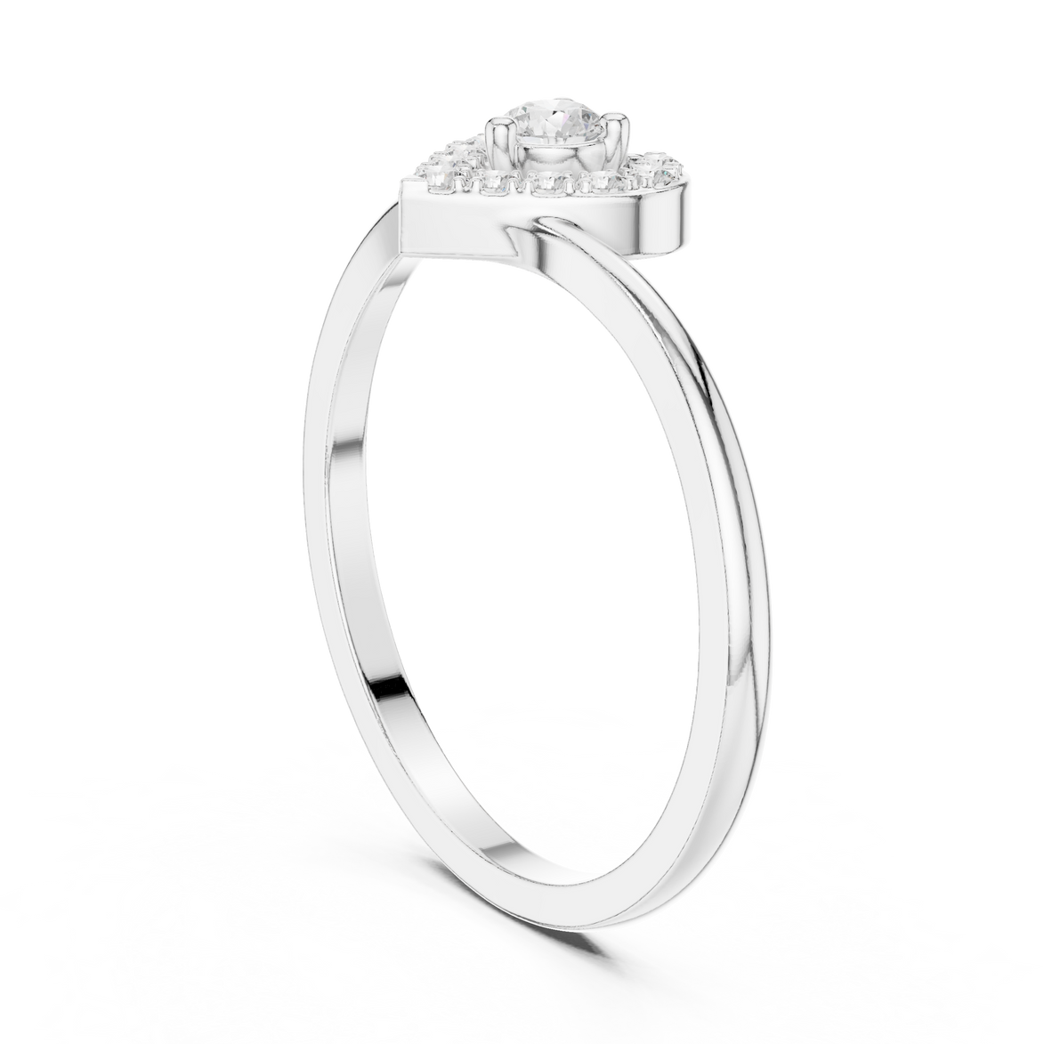 Ladies heart halo diamond ring in gold with round lab grown diamonds by Signora Jewels
