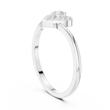 Round lab grown diamond heart halo ring in white gold