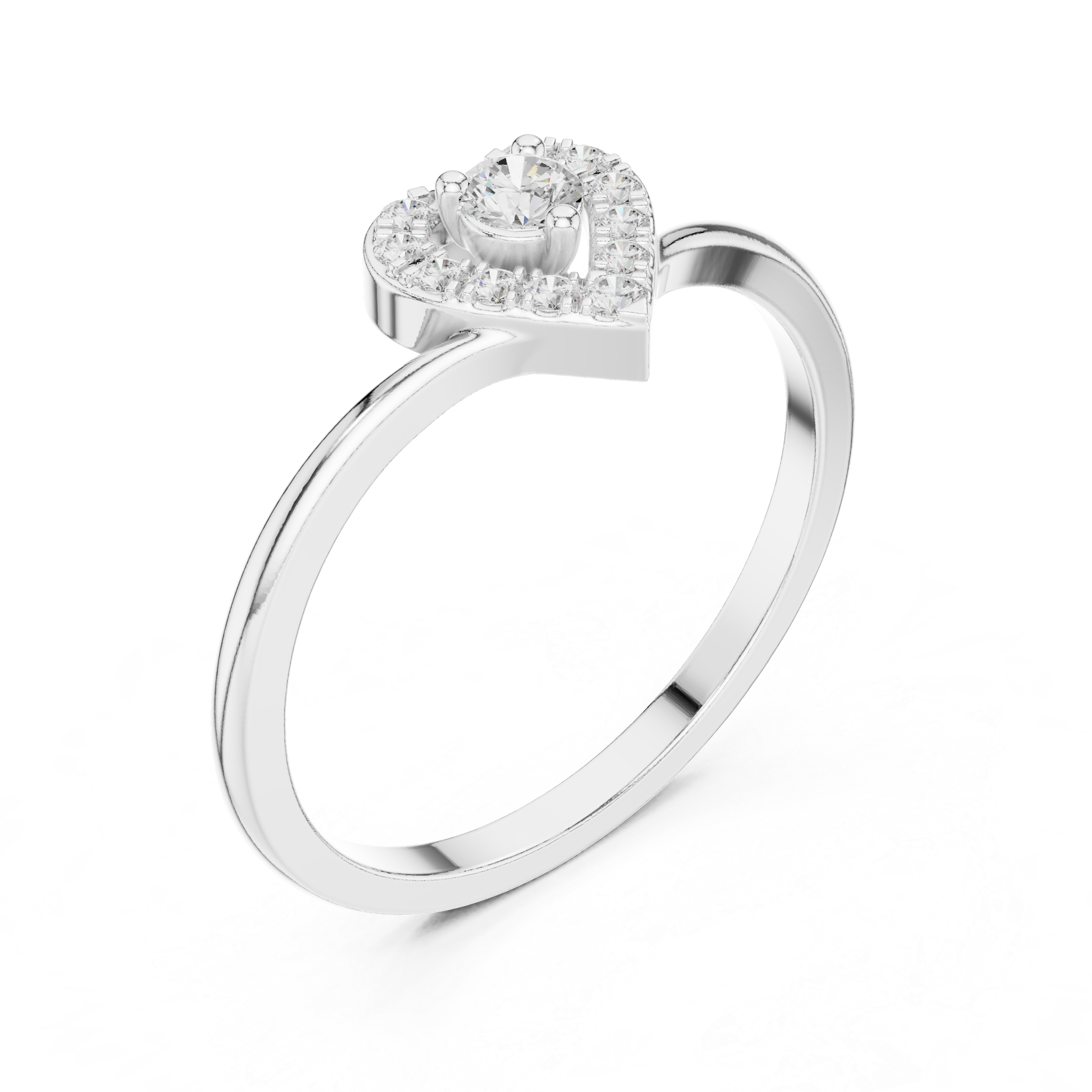 Ladies heart halo diamond ring in gold with round lab grown diamonds by Signora Jewels