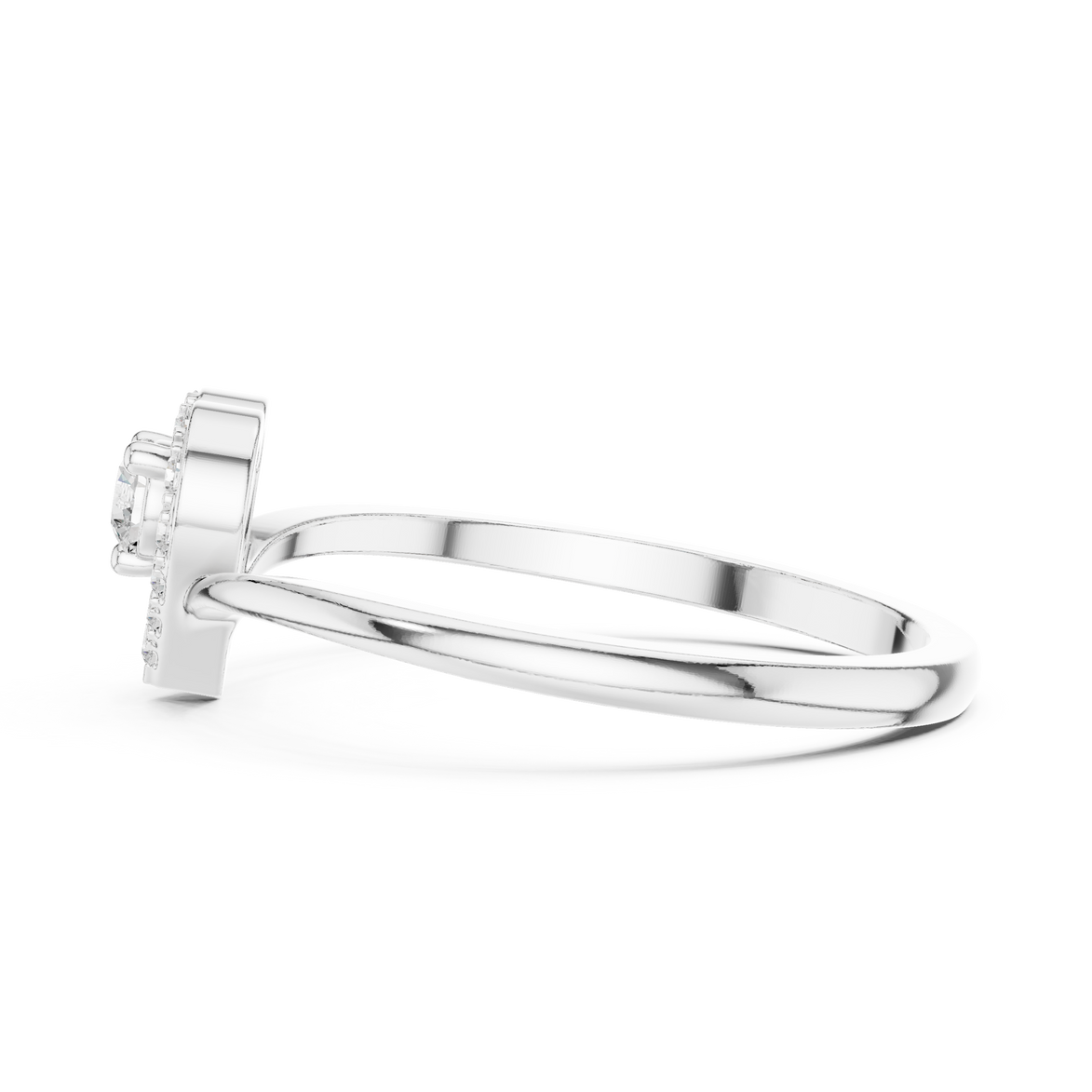 Ladies heart halo diamond ring in gold with round lab grown diamonds by Signora Jewels